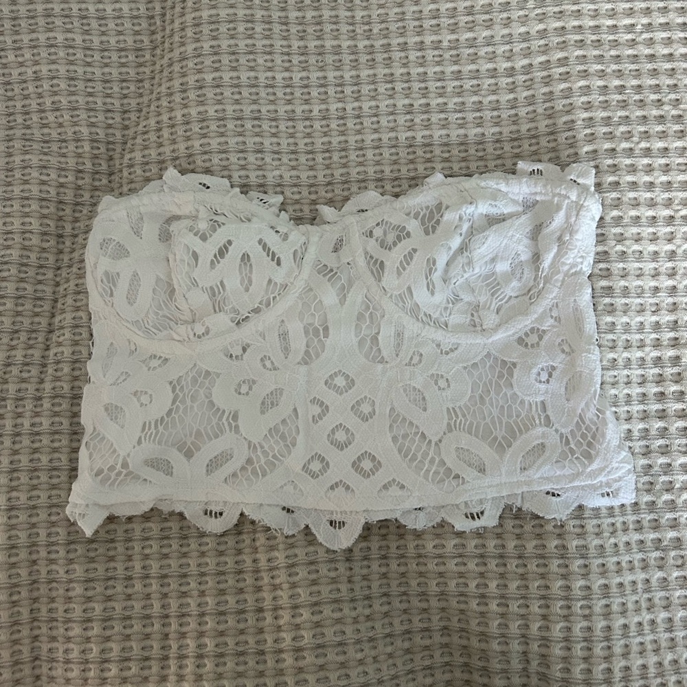 Free people white lace corset tube top size medium